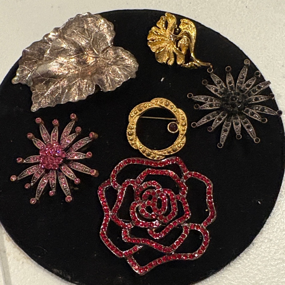 Elegant Gold and Silver Brooch Set